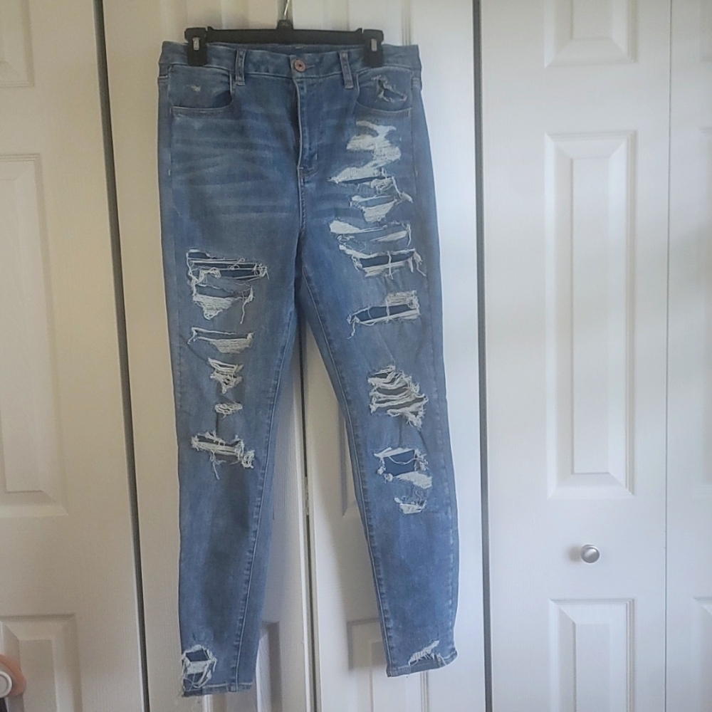 American Eagle Curvy Hi-Rise Distressed Jegging NE(X)T LEVEL STRETCH Size 12 Reg